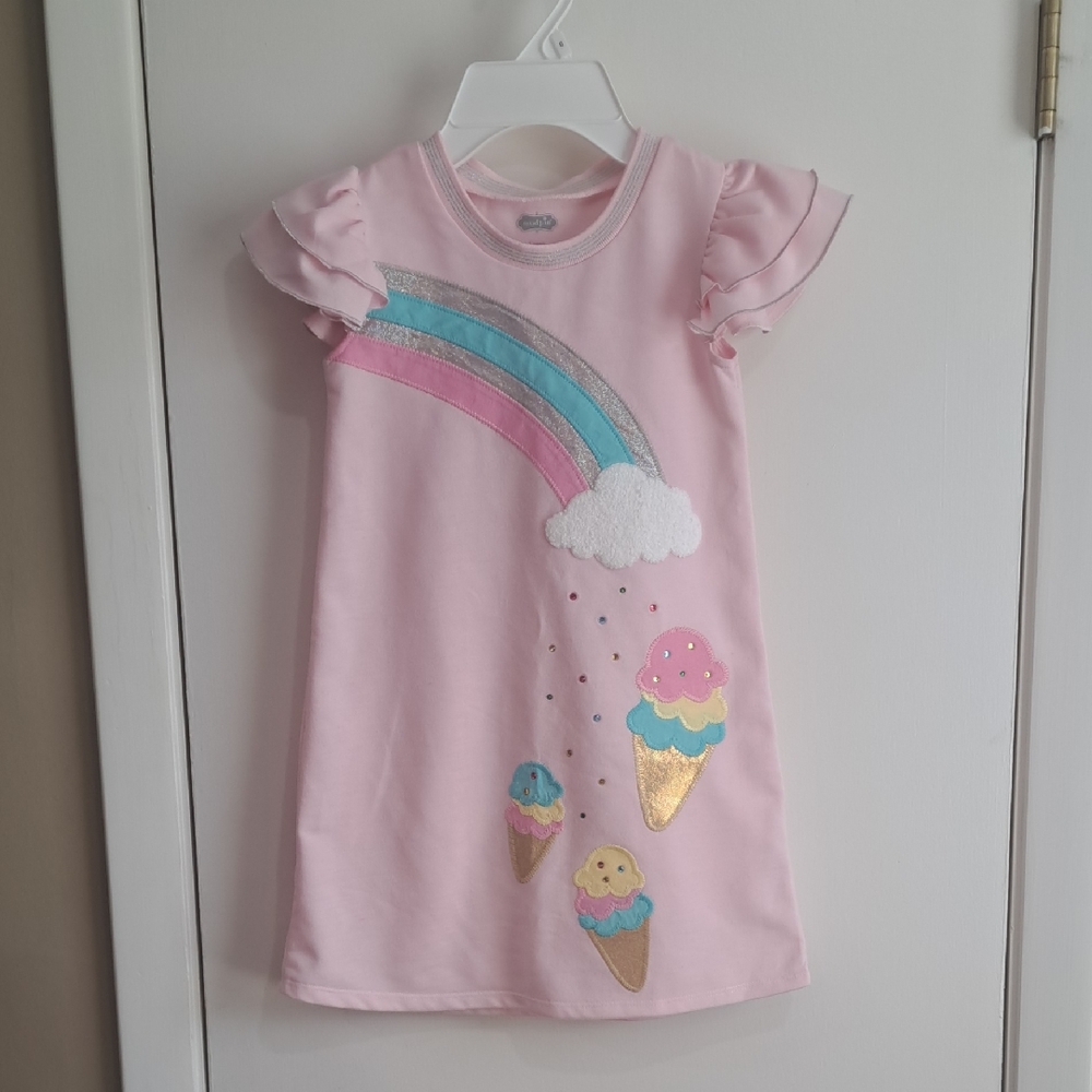 Mud Pie Pink Rainbow & Ice Cream Kids Dress